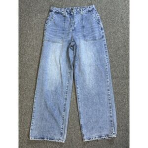 Missguided Womens Size 30x31 Blue Wide-Leg Denim‎ High Waist Light Wash